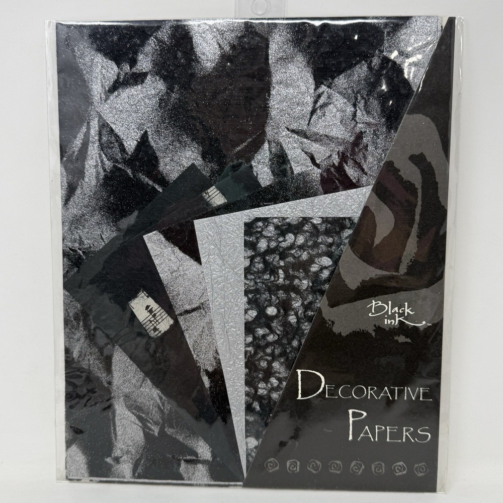 Black Ink Decorative Paper Pack - Black IN-9904 - (5) 8x10" &  (5) 4x6"